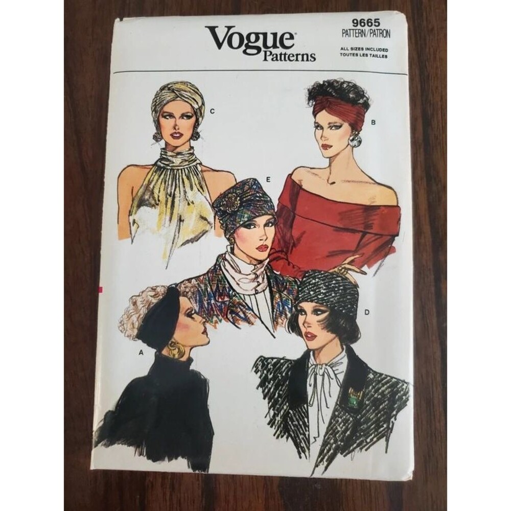 Vintage Vogue 9665 Turban Hat Headband Pattern XS S M L Uncut 1986